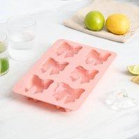 OHS Bow Shape Silicone Ice Cube Tray Ice Maker Mould Easy Release BPA Free in Pink