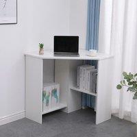 Home Source Wellington Compact Office Computer Corner Desk with Storage Shelves in White