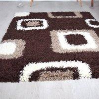 Bravich LTD Geometric Boxed Thick Shaggy Rug - California in Brown | Size: 80 cm x 150 cm