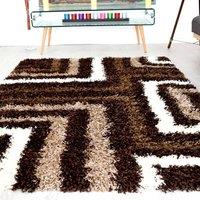 Bravich LTD Thick Shaggy Tides Rug - California in Brown | Size: 80 cm x 150 cm