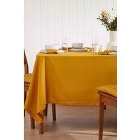 Homescapes Plain Cotton Tablecloth, 178cm x 300cm in Mustard | Size: 178 cm x 300 cm