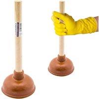 BARGAINS-GALORE Bathroom Rubber Sink Drain Toilet Plunger Wooden Handle Unblocker Home