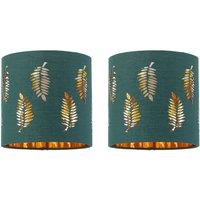First Choice Lighting Set of 2 Fern - Dark Green Cut Out 15.5cm Table Lamp Shades