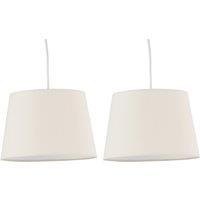 First Choice Lighting Set of 2 Natural Cotton 23cm Tapered Cylinder Pendant or Lamp Shades