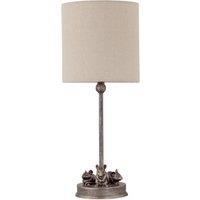 First Choice Lighting Maurice - Antique Gold Mouse Table Lamp With Oatmeal Linen Shade