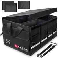 Haltons Foldable Car Boot Organiser Large, Portable Boot Storage Box in Black | Size: Large