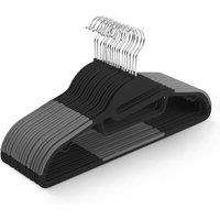 Keplin 20 Pack Non-Slip Hangers - Durable, Slimline Design with 360 Swivel in Black