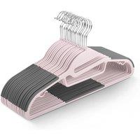 Keplin 20 Pack Non-Slip Hangers - Durable, Slimline Design with 360 Swivel in Pink