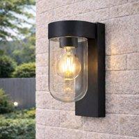 CGC Lighting CGC Rowan Black Outdoor Wall Lantern Light with Clear Diffuser IP54