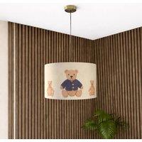 CGC Lighting Blake 30cm Oatmeal Linen Blue Teddy Bear Children's Lamp Shade in Light Beige