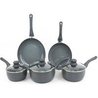 Gr8 Home Grey 8 Pcs Ribbed Non Stick Induction Cookware Set