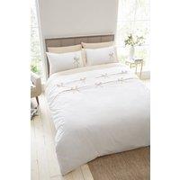 Catherine Lansfield 'Milo Bow' Duvet Set in Natural | Size: Single