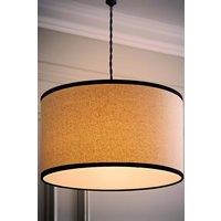 ValueLights Eva Natural Linen 35cm Ceiling Floor Table Drum Lamp Shade with Bulb | Size: Medium