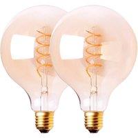 Harper Living 4 Watts G95 E27 LED Bulb Vintage Globe Warm White Dimmable, Pack of 2 in Amber