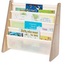 LIVIVO 5-Tier Children Sling Bookcase with Fabric Shelves - Wooden Storage Rack in Cream