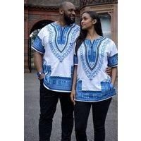 JTAPHRIQUE Unisex Dashiki Shirt in White | Size: 3XL
