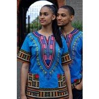 JTAPHRIQUE Unisex Dashiki Shirt in Turquoise | Size: Large
