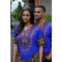 JTAPHRIQUE Unisex Dashiki Shirt in Royal | Size: 3XL