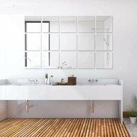 Kelvenix Square Mirror Tiles Wall Mounted DIY Full Body Self-Adhesive Stick in Silver | Size: 15 cm