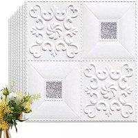 VOGREX Silver 20PCS 3D Tile Brick Wall Sticker Self-adhesive Waterproof in White
