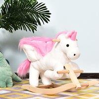 HOMCOM Kids Ride On Unicorn Baby Rocking Horse Rocker Chair with Music in Pink