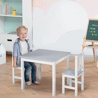HOMCOM Kids Table & Chair Set 3 Pieces Toddler Study Desk for Writing Drawing Grey