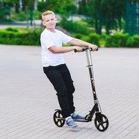 HOMCOM Foldable Kids Toddler Scooter with Adjustable Height, Brake, Big Wheels - Black