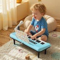 Costway 37 Keys Kids Piano Keyboard Digital Piano Instrument w/Microphone in Blue