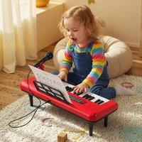 Costway 37 Keys Kids Piano Keyboard Digital Piano Instrument w/Microphone in Red