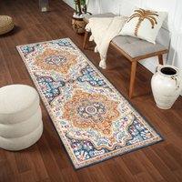 Livabliss Floransa Vintage Yellow Blue Beige Orange Traditional Boho Living Rug in Navy | Size: 200 cm x 275 cm