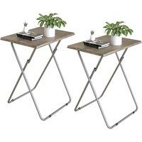 Huhote Folding Table Side Table End Table SofaTable for Small Space 2 Set in Brown