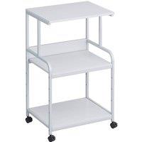 Huhote Versatile 3-Tier Printer Stand with Storage Rolling Printer Cart in White