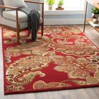 Livabliss Riley-Vintage Red Brown Green Traditional Boho Living Dining Bedroom Rug in Dark Red | Size: 200 cm x 290 cm