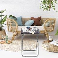 Huhote Folding Coffee Table Side Table End Table for Small Space Living Room in Jet Black