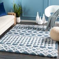 Livabliss Urban Shag-Geometric Beige Blue Pink Grey Soft Plush Pile Living Bedroom Rug | Size: 160 cm x 220 cm