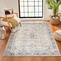 Livabliss Becki Owens Darling-Washable Brown Pink Traditional Vintage Boho Living Dining Rug in Grey | Size: 160 cm x 215 cm
