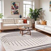 Livabliss Fossay Shag-Washable Beige Brown Green Grey Global High Pile Rug in Charcoal | Size: 160 cm x 215 cm