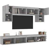 Berkfield Home 6 Piece TV Wall Units with LED Grey Sonoma Engineered Wood