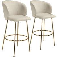 tectake Bar Stool Luana Cream/Gold Set Of 2
