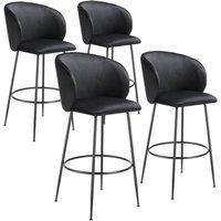 tectake Bar Stool Luana Black/Black Set Of 4 in Black