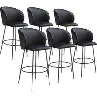 tectake Bar Stool Luana Black/Black Set Of 6 in Black