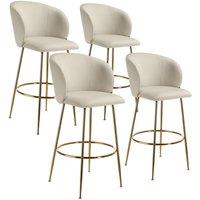 tectake Bar Stool Luana Cream/Gold Set Of 4