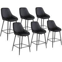 tectake Bar Stool Siera Velvet Look Black/Black Set Of 6 in Black