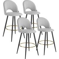 tectake Bar Stool Rachel Light Grey/Black Set Of 4