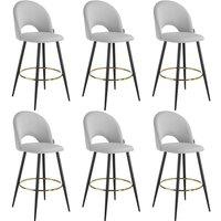 tectake Bar Stool Rachel Light Grey/Black Set Of 6
