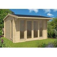 Lasita Maja Ltd Jubilee 44-Log Cabin, Garden Room, Home Office - L370xW412.5xH245.1 cm in Light Brown