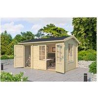 Lasita Maja Ltd Wrexham 1-Log Cabin, Garden Room, Home Office - L430xW288.1xH250.8 cm in Light Tan