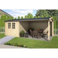 Lasita Maja Ltd Ivana-Log Cabin, Wooden Garden Room, Home Office - L590xW312.6xH228 cm in Light Tan