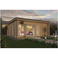 Lasita Maja Ltd Japan-Log Cabin, Wooden Garden Room, Home Office - L648xW470xH250.8 cm in Brown