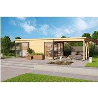 Lasita Maja Ltd Optional Extra - Domeo 3/4 extension for Log Cabin - H239.4 cm in Brown